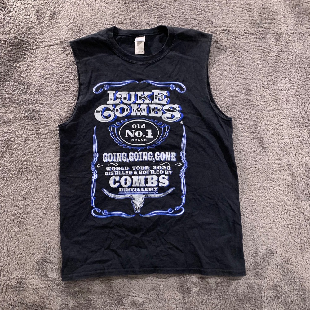 Luke Combs World Tour 2023 Muscle Tank Top Mens Medium Black Going Going Gone - Picture 2 of 7